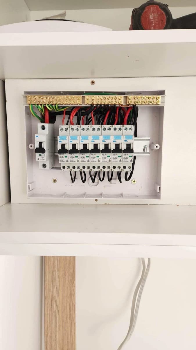 Wall-mounted switchboard with circuit breakers